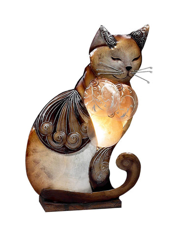 FAIRE - Zappobz Lamps Sitting Cat Capiz Cat Lamps-Sitting or Lying & Siamese*